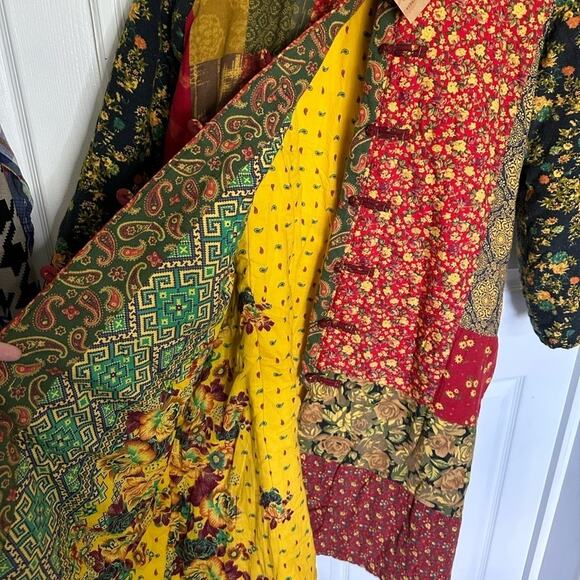 Floral Japanese Boho patchwork Cotton Coat Jacket ONE SIZE small medium large - Picture 7 of 8